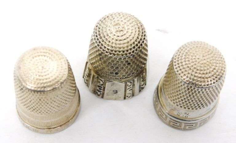 3 Antique Sterling Silver Thimbles
