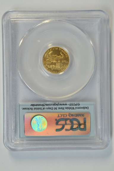 Perfect 1st Strike 2010 $5 Gold Eagle coin. PCGS MS70