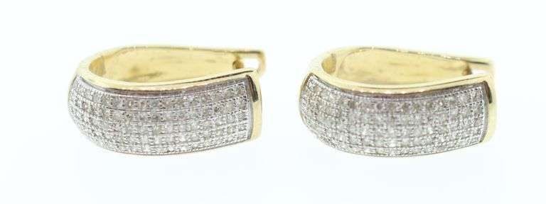 10kt Solid Yellow Gold & Diamond Earrings