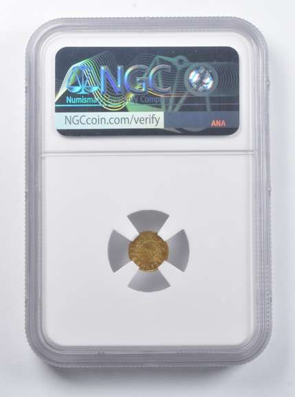 MS63 1861-Dated Indian Head CA Gold Token Wreath #5 9.9mm 9 Stars NGC
