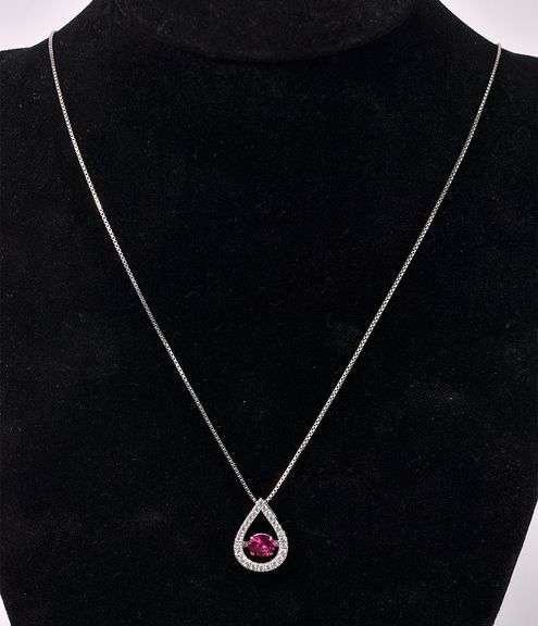Articulated Ruby And White Sapphire Pendant Necklace In Sterling Silver