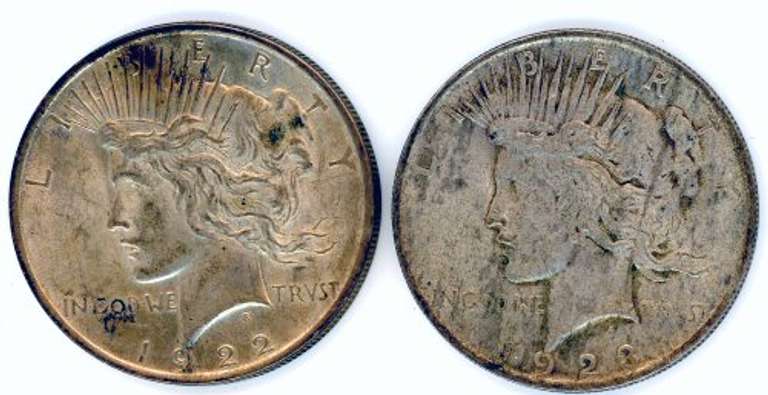 Two Different Peace Silver Dollars: 1922 & 1923