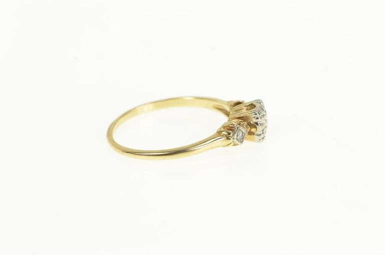 14K Yellow Gold 1940's Classic Diamond Promise Engagement Ring