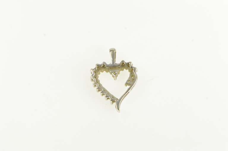 10K Yellow Gold Diamond Heart Love Symbol Classic Vintage Pendant