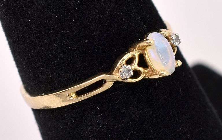 Delicate Opal Ring In Yellow Gold