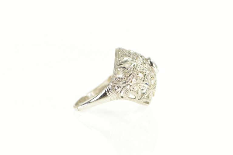 Platinum Art Deco 0.90 Ctw OEC Diamond Filigree Ring