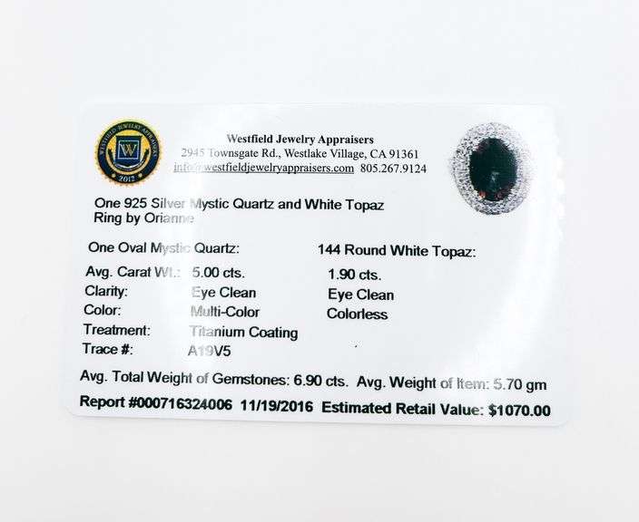 Sparkling 5.00CTS Mystic Quartz & 1.90CTW White Topaz in Sterling Sliver Ring