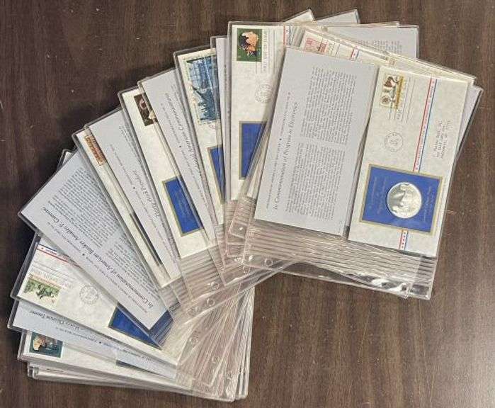 Collection of 21 Sterling Silver Proof Medallions & 1st Day Covers