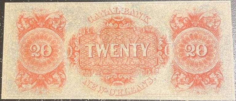 Superb Crisp 1800's $20 Note Canal Bank Of New Orleans Louisiana!