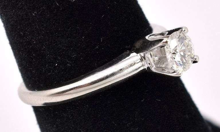 Gorgeous Solitaire Diamond Ring In 14K White Gold