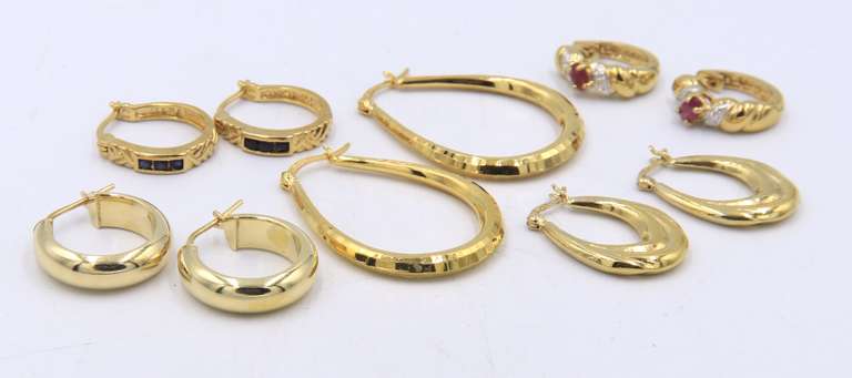 Group Lot of Vintage 925 Sterling Silver Hoop Earrings