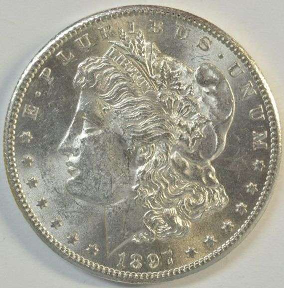 Blazing-white Choice BU 1897-S Morgan Silver Dollar