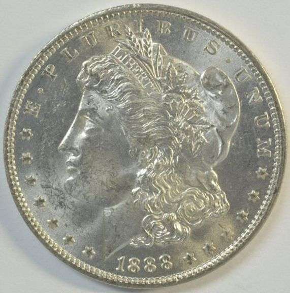 Blazing Near Gem BU 1888-O Morgan Silver Dollar. Semi-key date