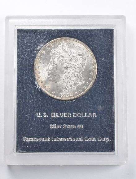 1882 Morgan Silver Dollar PICC Paramount Blue BU Unc