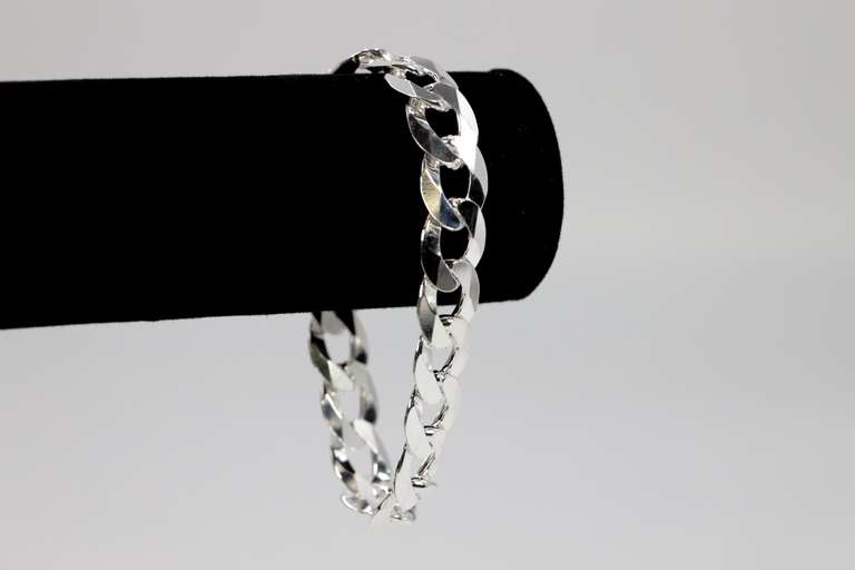 Men's 13mm Solid .925 Sterling Silver Flat Curb Chain Link Italy Necklace
