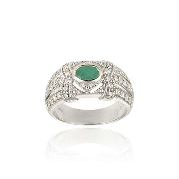 Emerald & CZ Ring