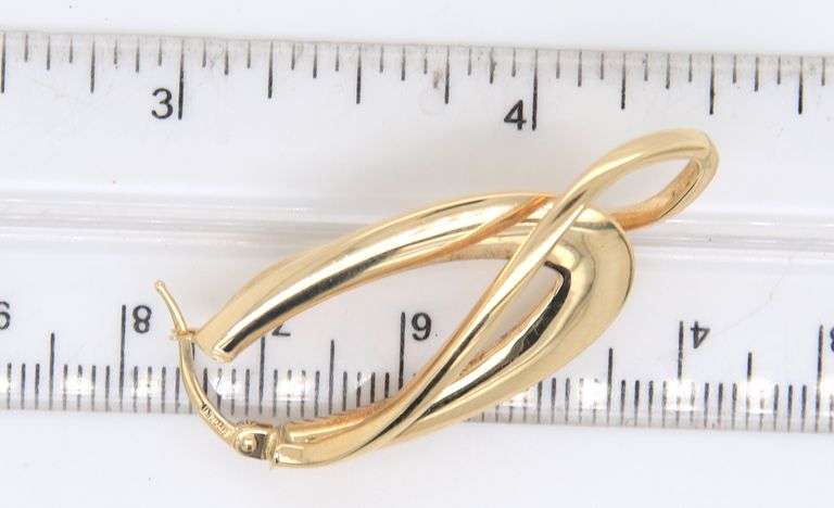 Stunning Yellow Gold Twisted Fancy Hoop Earrings