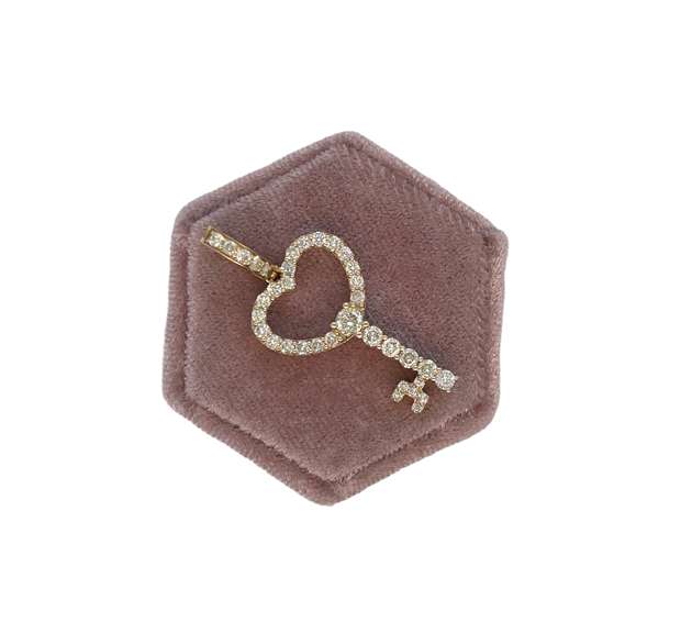 14K YELLOW GOLD KEY CHARM WITH DIAMONDS