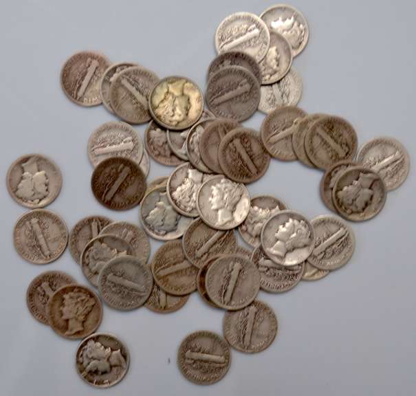 50 Assorted Mercury Dimes From A Mini Hoard