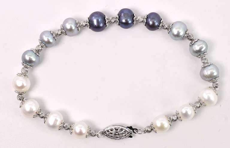 Fresh Water Pearl Bracelet In Sterling Silver