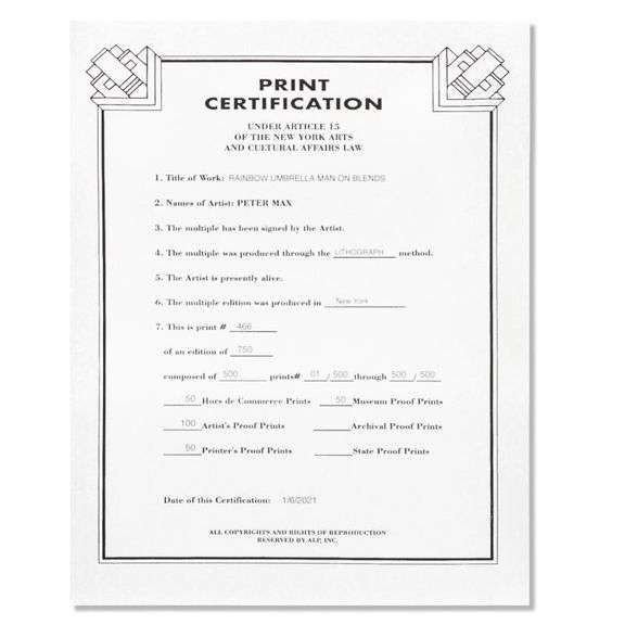 Rainbow Umbrella Man on Blends by Peter Max