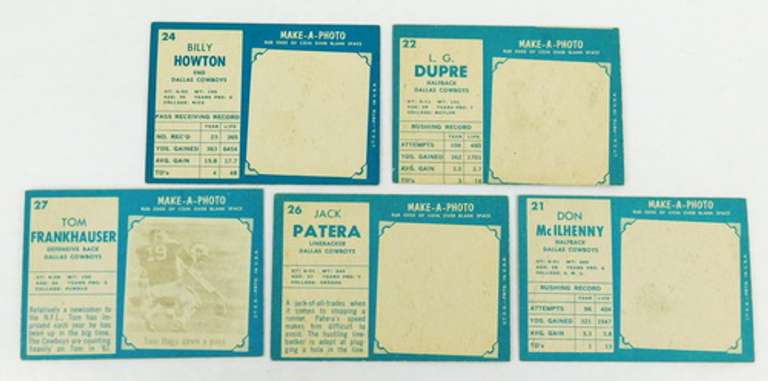 5 Topps 1961 Dallas Cowboys Football Cards