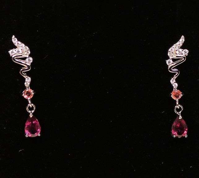 Gorgeous Rhodolite Garnet and Tourmaline earrings