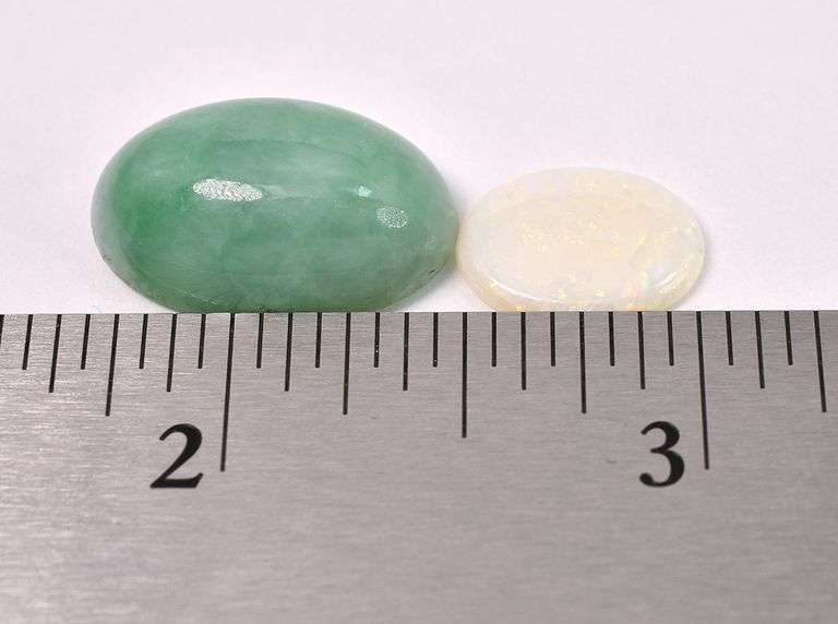 Jadeite And Opal Gem From Pre-Owned Jewlery