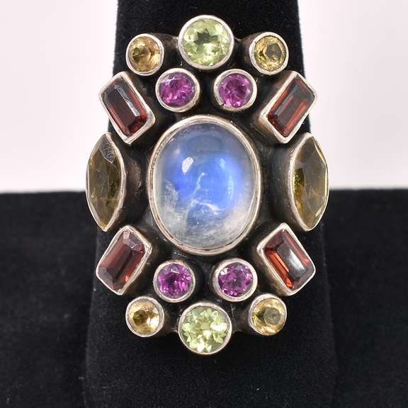 Beautiful Multi-Gem Ring In Sterling Silver