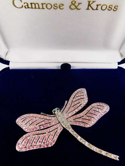 Jackie Kennedy Camrose & Cross Dragonfly Pin, MIB