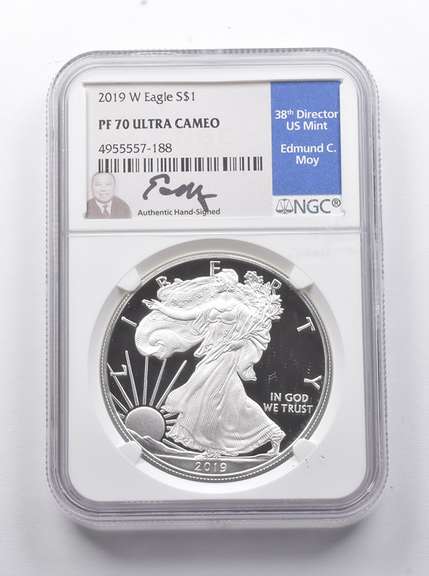 PF70 UCAM 2019-W American Silver Eagle Signed Moy NGC