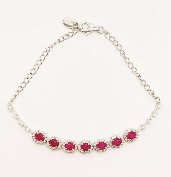 Dazzling 18kt White Gold Diamond and Ruby Bracelet