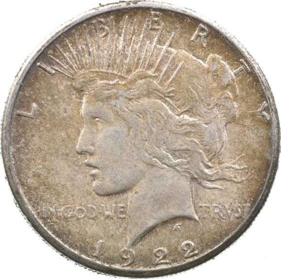 1922 Peace Silver Dollar "Wagon Wheel" Stickered Back Rockton IL