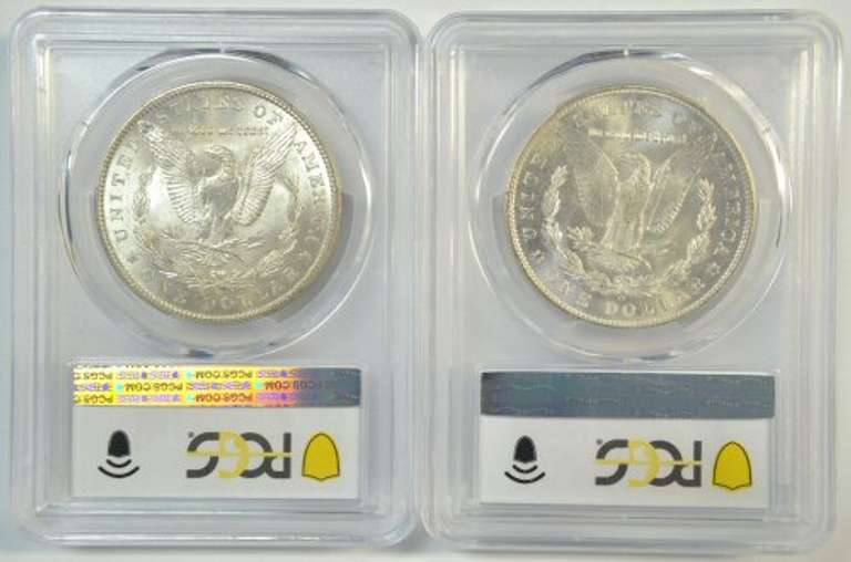 Nice near Gem BU 1902-O & 1904-O Morgan Silver Dollars. PCGS MS64
