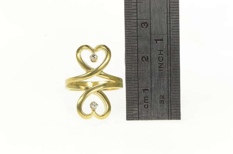 14K Yellow Gold Diamond Twist Heart Love Symbol Vintage Ring