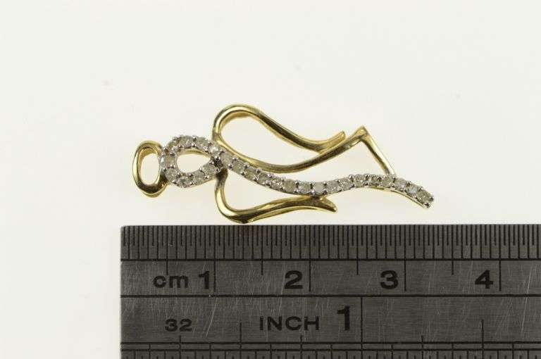 10K Yellow Gold Guardian Angel Diamond Protection Symbol Pendant