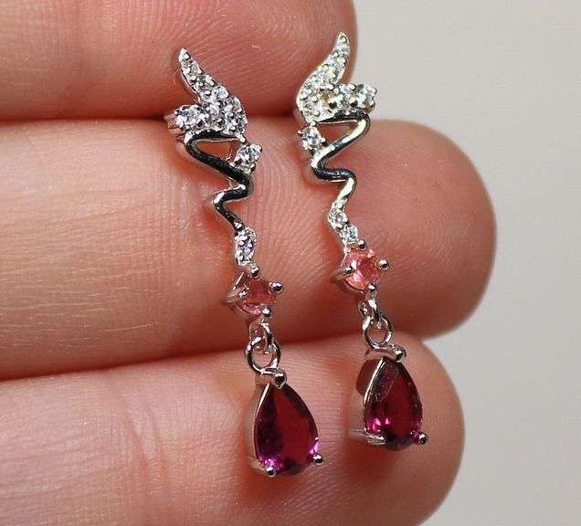 Gorgeous Rhodolite Garnet and Tourmaline earrings