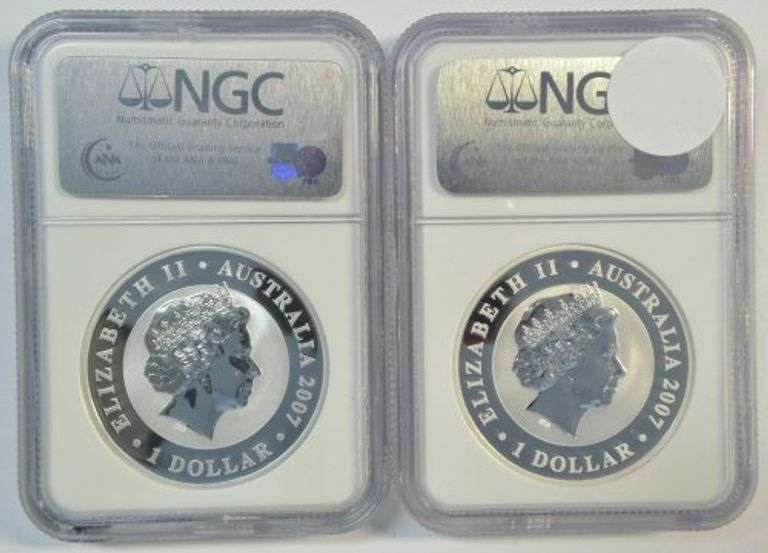2 Perfect 1st Year of Issue 2007 Australia Koala $1 Silver NGC MS70