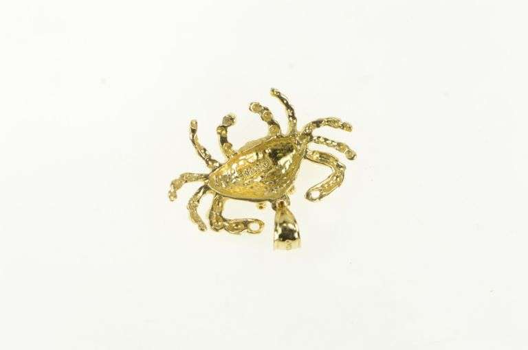 14K Yellow Gold 3D Crab Cancer Zodiac Star Sign Astrology Pendant