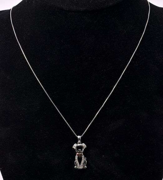 Dog Pendant Necklace In Sterling Silver