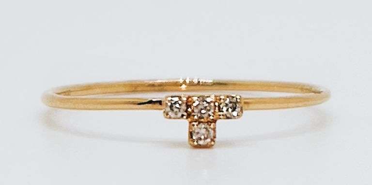 Elegant Four Set Diamond 18k Rose Gold Ring