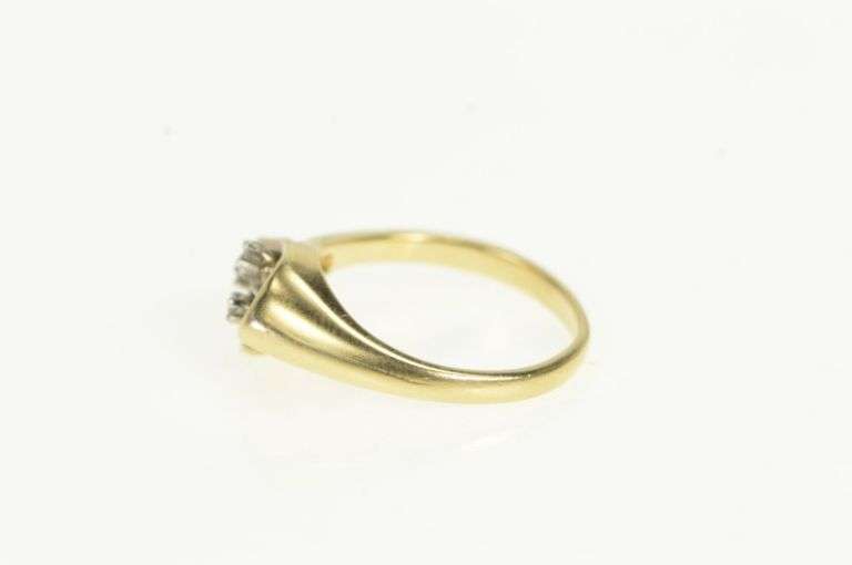 10K Yellow Gold 1950's Diamond Flower Lily Vintage Cluster Ring