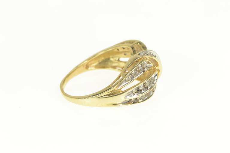 10K Yellow Gold 0.50 Ctw Diamond Layered Wavy Channel Ring