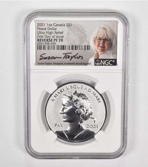 REV PF70 2021 Canada Silver Peace Dollar Ultra High Relief FDOI NGC