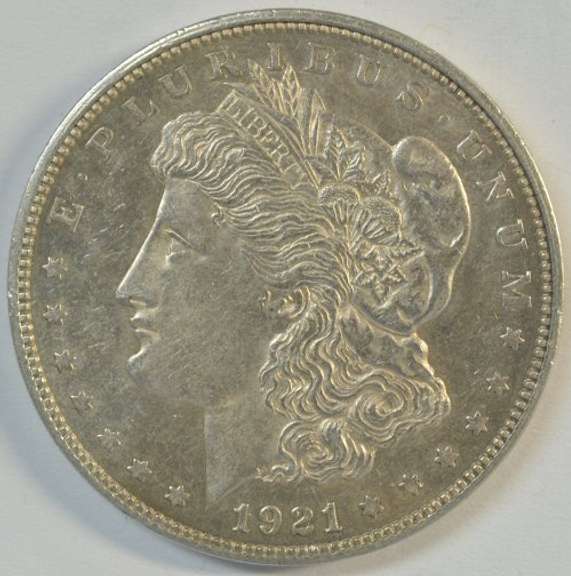 Semi-Prooflike 1921-D Morgan Silver Dollar. Fully struck