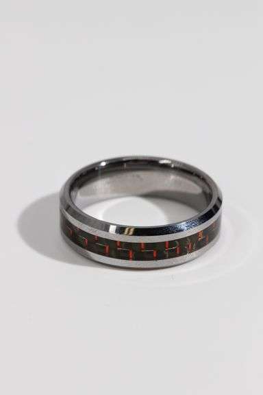 8mm Tungsten Carbide Wedding Band w/Carbon Fiber Inlay Size 15