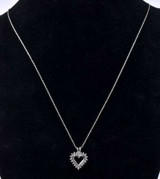 Elegant Heart Diamond Pendant In 14K White Gold