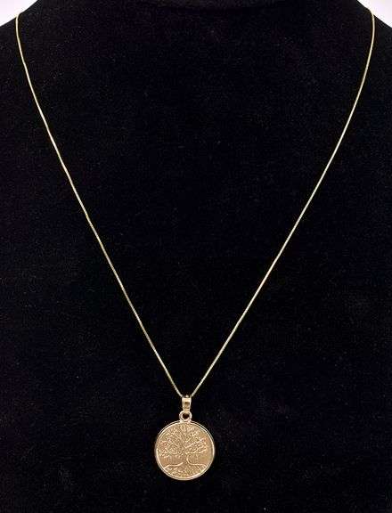 Graceful Tree Pendant Necklace In 14K Yellow Gold