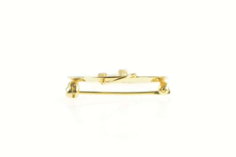 14K Yellow Gold 1960's Retro Diamond Swirl Scroll Statement Pin/Brooch