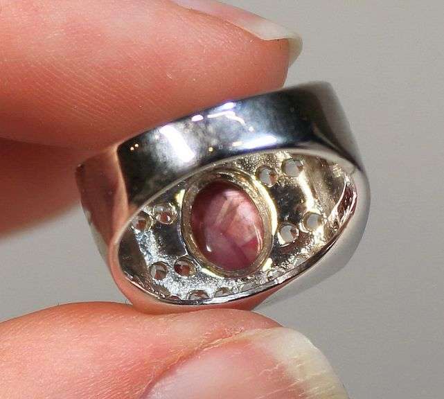 Star Ruby with Diamond white Topaz ring
